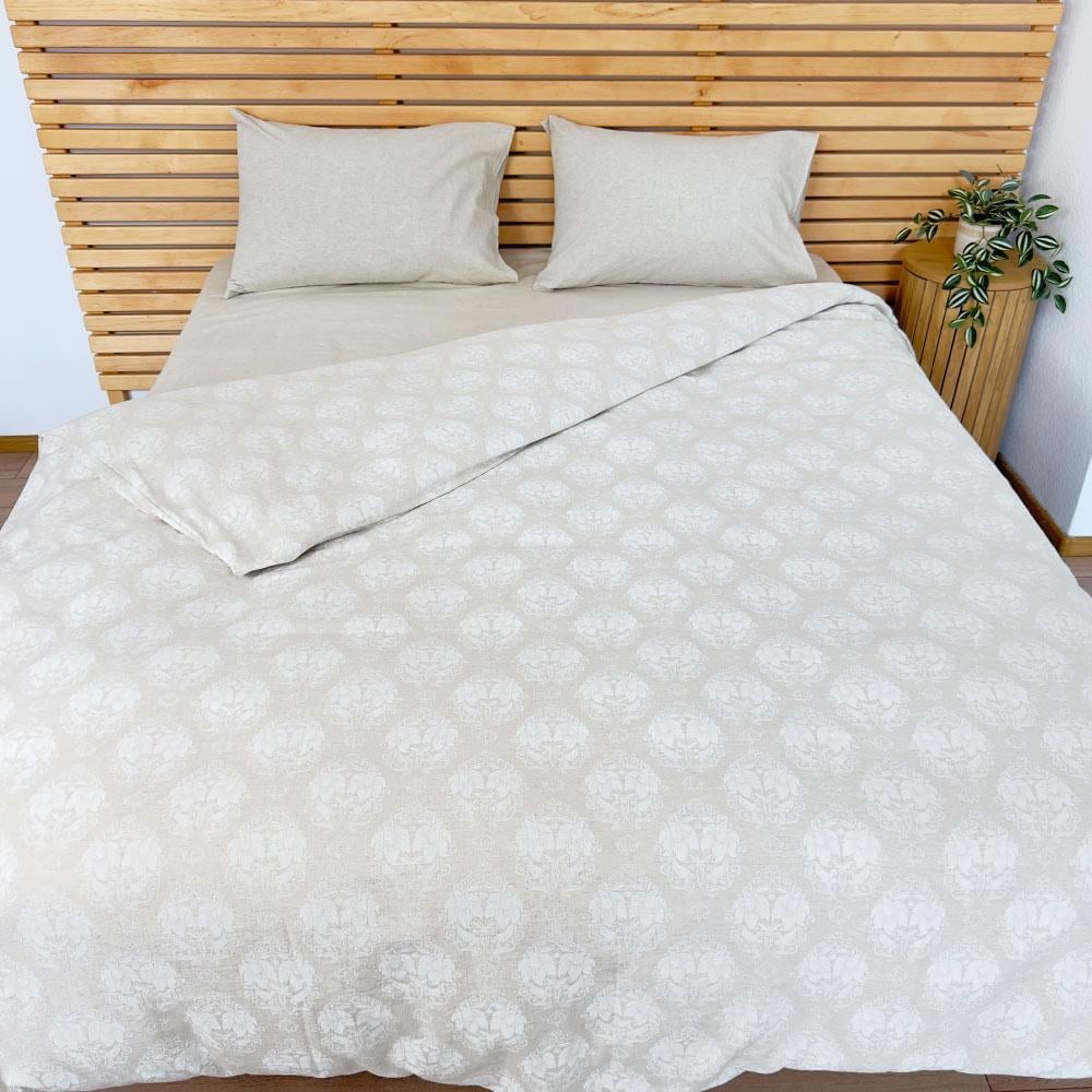 Комплект постельного белья YouStar Flowers Светло-серый с белым (ru-line-ch-white-lgrey)