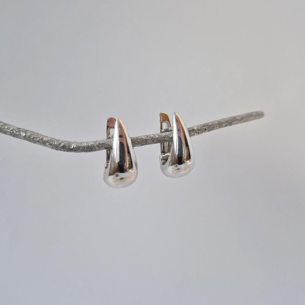 Сережки комета без каменів срібло 925 проби родоване 6,60 г (2929р)