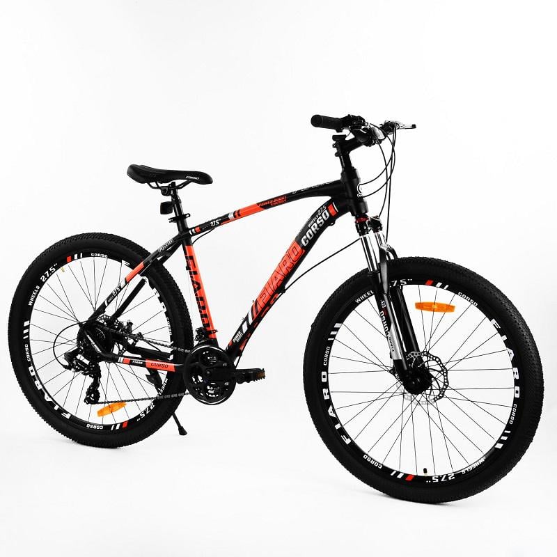 Велосипед спортивный Corso Fiaro 27,5" алюминиевая рама Black/Orange (104770)