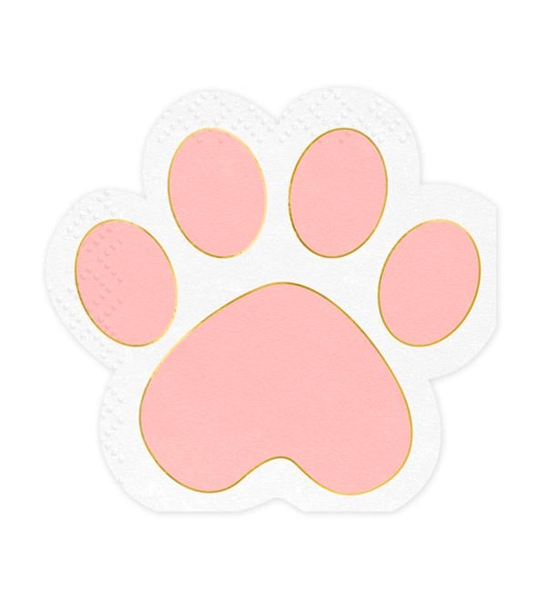 Салфетки фигурные Party Deco Лапка 15,5х14,5 см 12 шт. Розовый (10336)