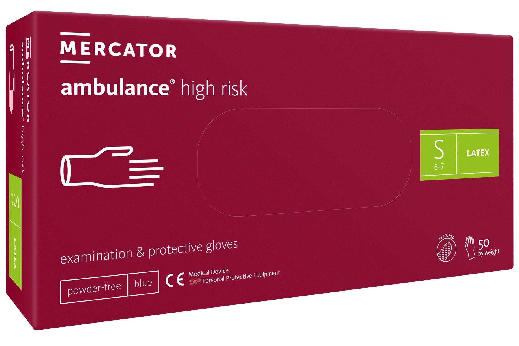 Рукавички латексні Mercator Medical ambulance high risk S 50 шт.