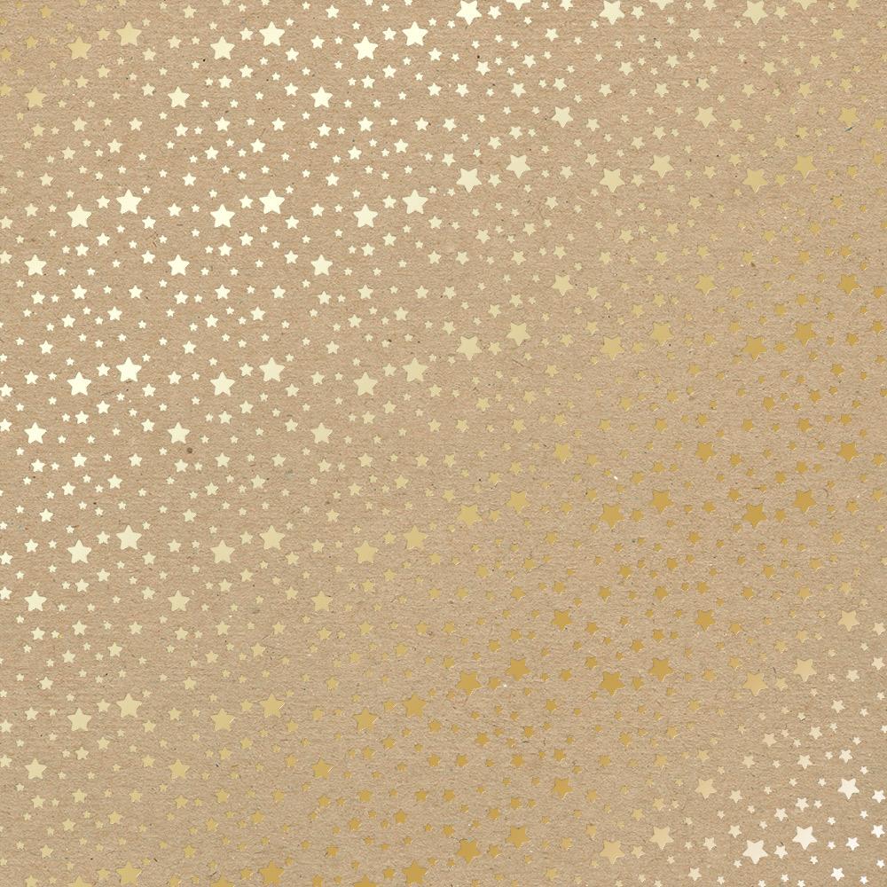 Лист бумаги односторонний Golden stars с фольгированием 30,5х30,5 см Kraft