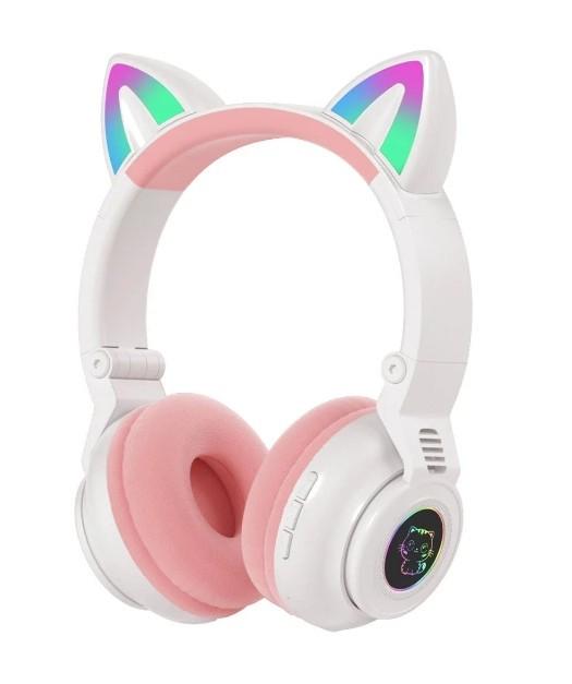 Беспроводные Bluetooth наушники STN-26 Cat Ear с кошачьими ушками LED подсветка Белый
