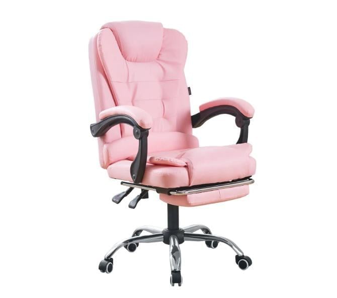 Крісло офісне Bonro BN-6071 на коліщатах з підставкою для ніг та регулюванням висоти сидіння Рожевий (124-76-42400294)