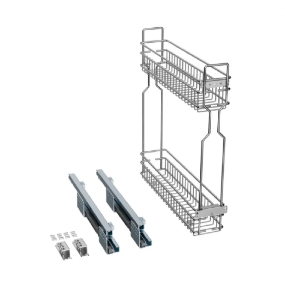 Висувний кошик карго Muller для кухні бічне ліве з доводчиком 200 мм 2 полиці Хром (SO0887)