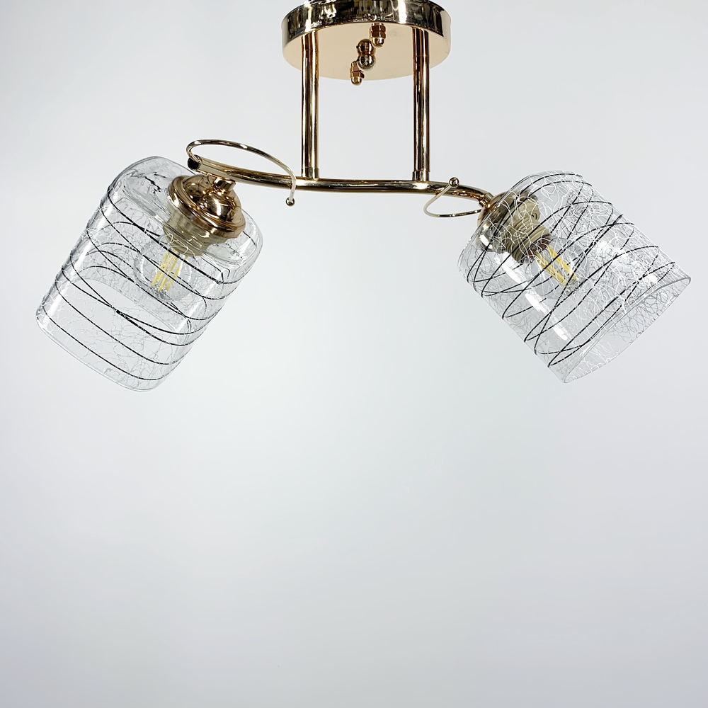 Люстра на 2 плафона с узорами Золотой/Черно-белый (9513/2 GD)