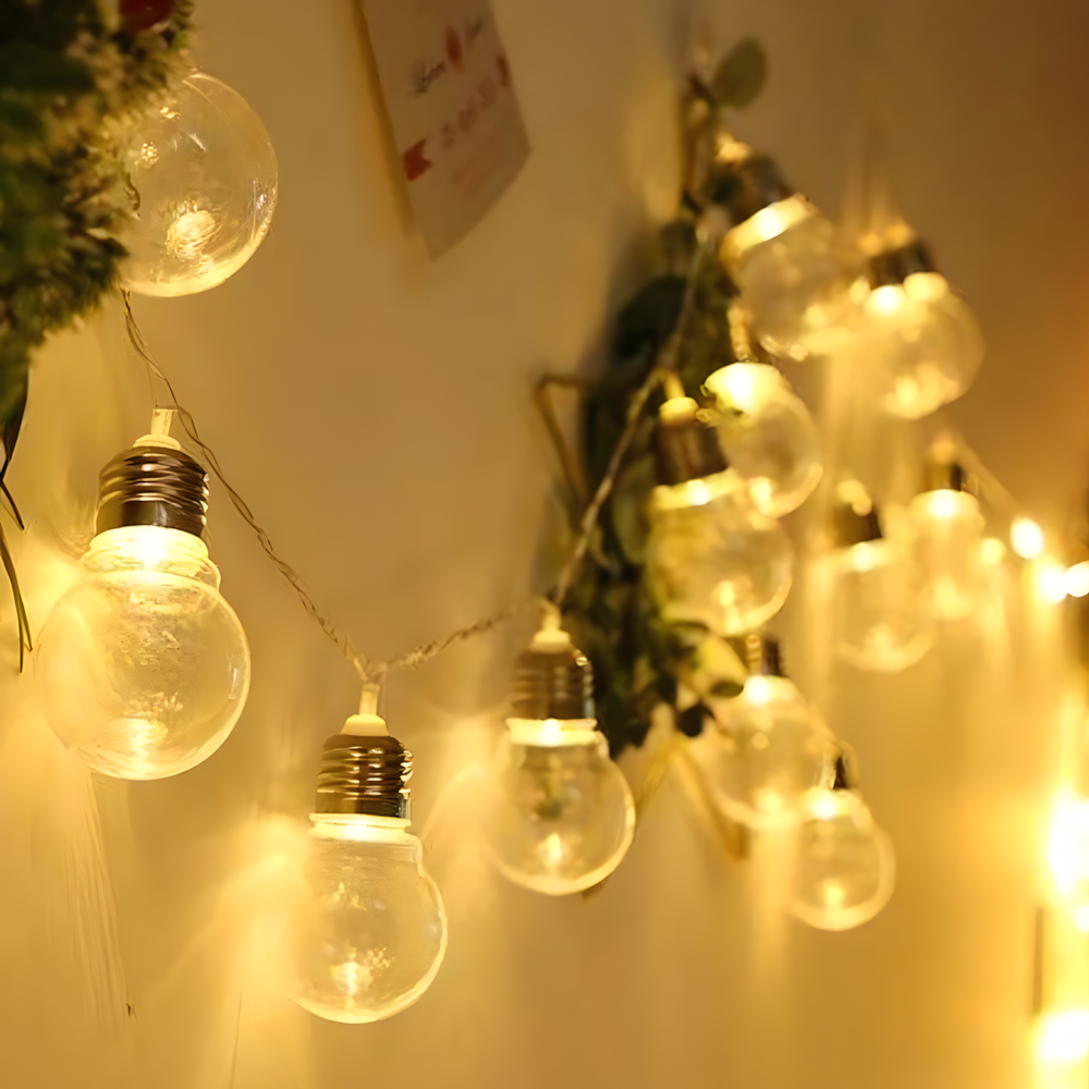 Светодиодная гирлянда лампочки 4 см 12LED 5 м 220 В Теплый белый Светодиодная гирлянда лампочки 4 см 12LED 5 м 220 В Теплый белый