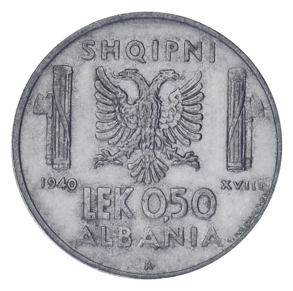 Коллекционная монета Албания 0,5 лек 1940 F-VF