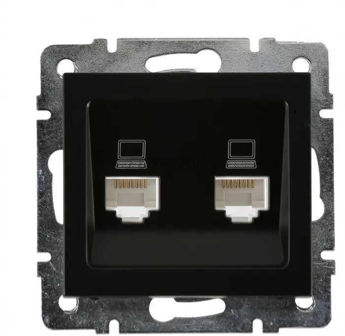 Розетка Rain РС двойная Антрацит (703-4288-141)