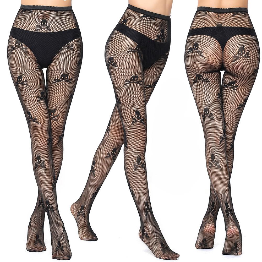 Колготы с черепами в сетку One Size Черный (38912) - фото 11