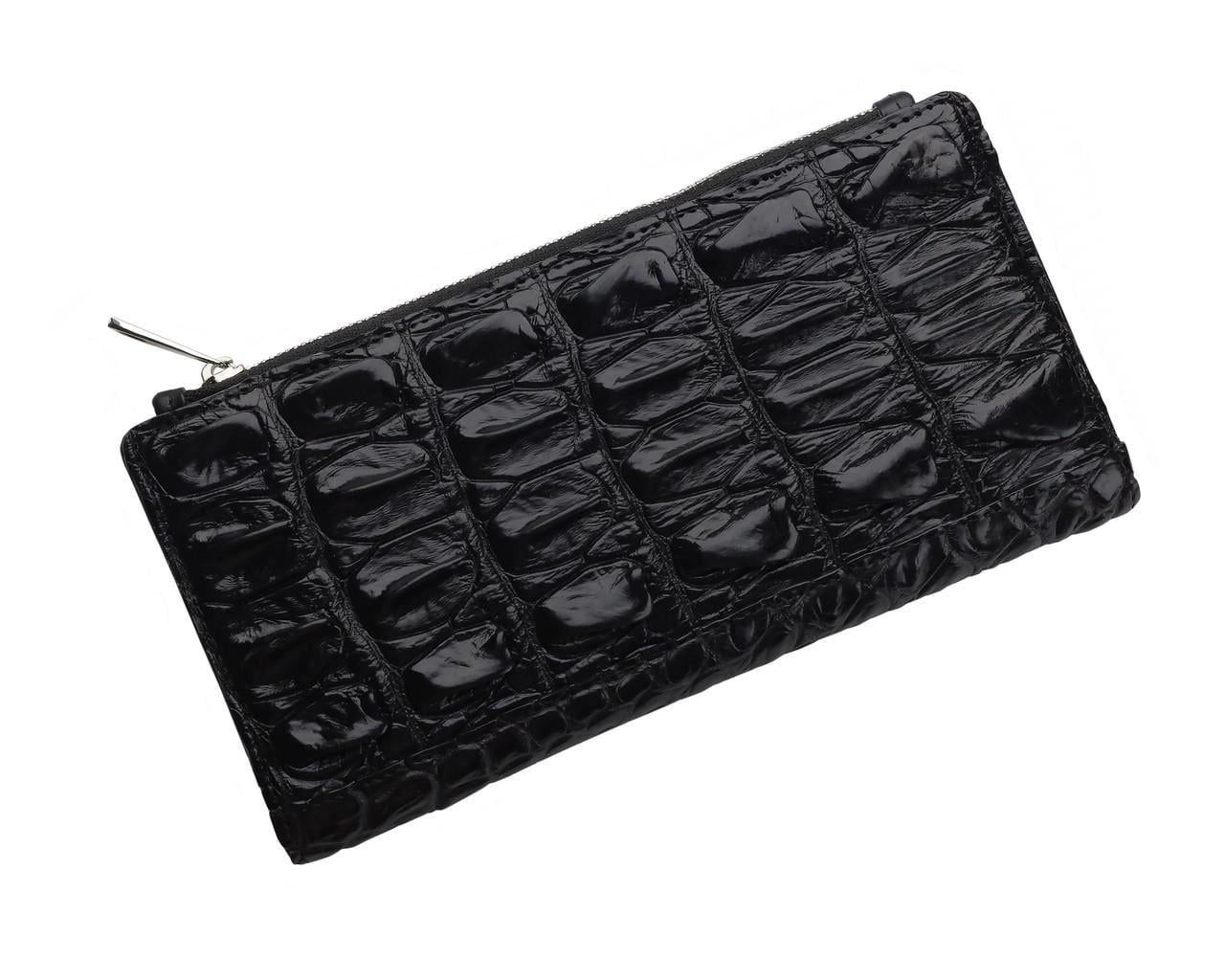 Кошелек из кожи крокодила Ekzotic Leather на молнии Черный (cw 80)