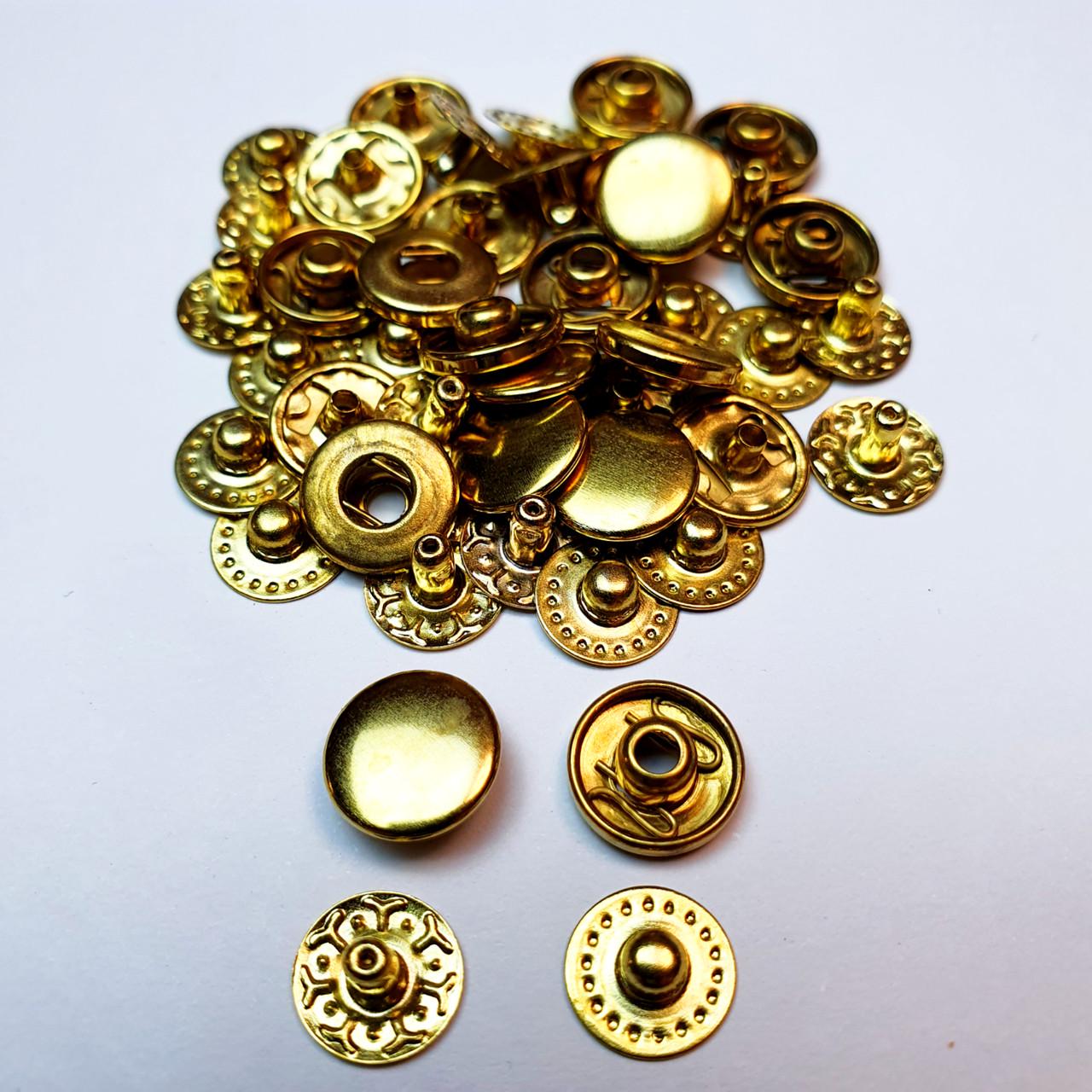 Кнопка металева Strong Alfa VT-2 10,5 мм 10 шт. Золотий