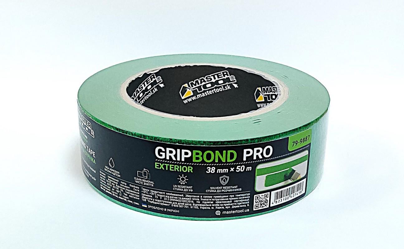 Лента малярная для грубых работ MasterTool GripBond Pro Exterior 38 мм х50 м Зеленый (79-9887)