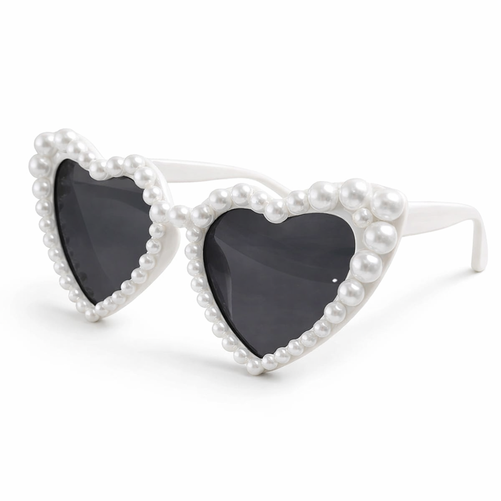Солнцезащитные очки Сердце с жемчужинами Белый