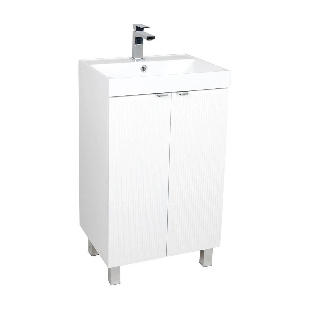 Тумба Fabio Білий матовий з умивальником Fabio ручка підлогова 50 см Хром (2682462714)