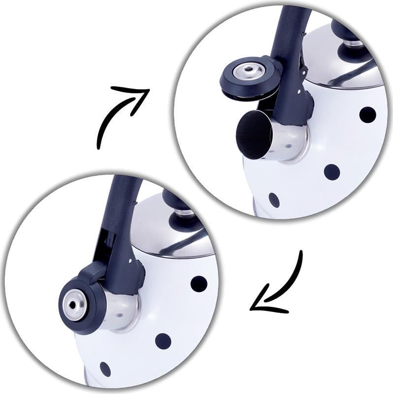 Чайник Kamille Polka Dot Kettle со свистком нержавеющая сталь 2 л Горошек/Черный - фото 5 Чайник Kamille Polka Dot Kettle со свистком нержавеющая сталь 2 л Горошек/Черный - фото 5