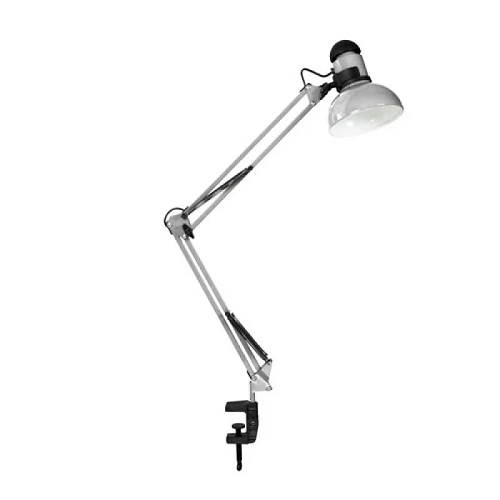 Лампа настольная на струбцине Loga под цоколь Е27 Серебро (13478-е)