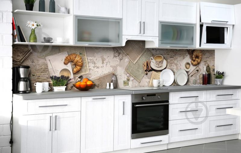 Скинали на кухню Zatarga «Парижский круассан» 600х2500 мм виниловая 3Д наклейка кухонный фартук самоклеящаяся