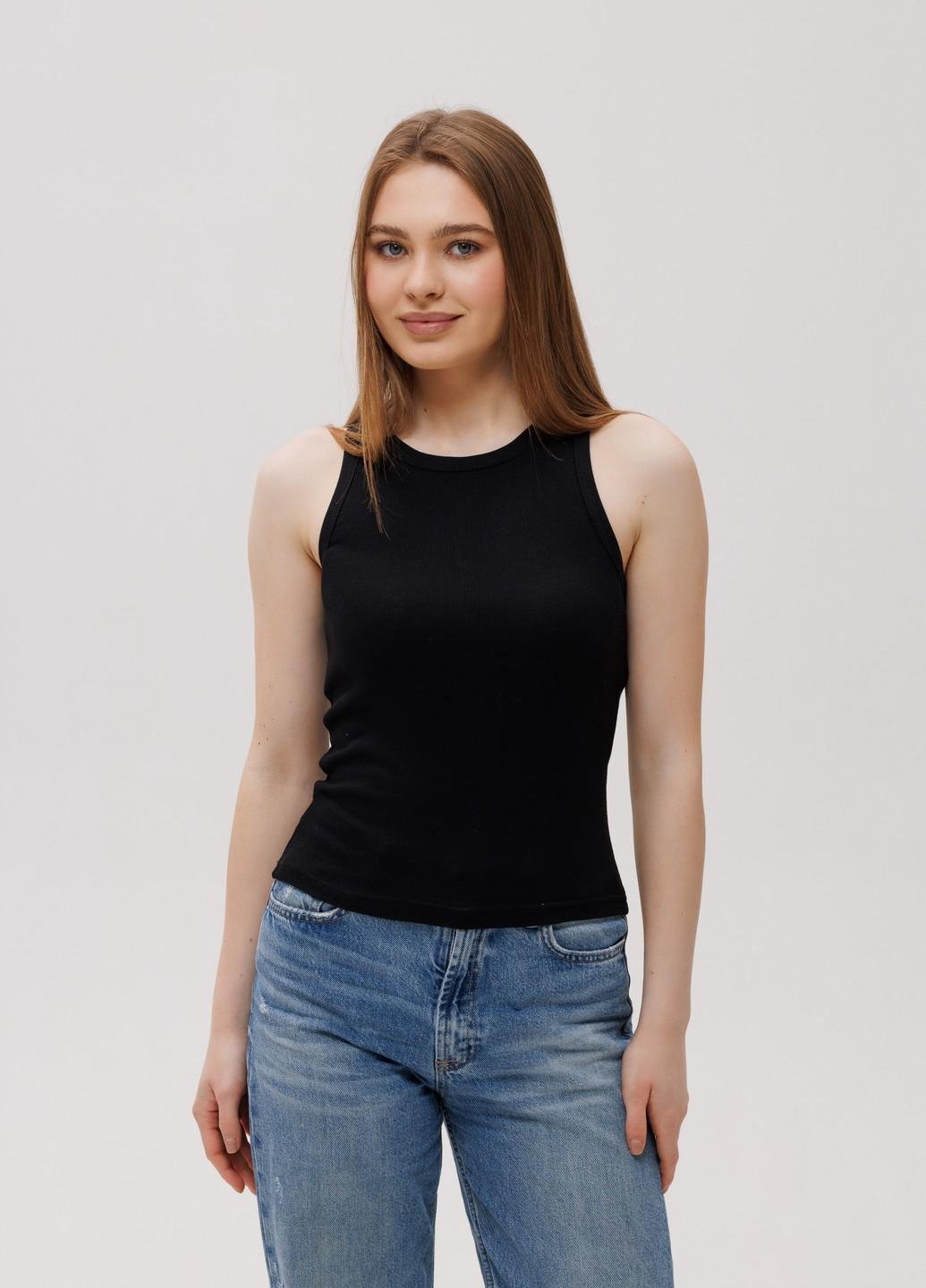 Топ женский в рубчик Наталюкс базовый M Черный (3321383290931)