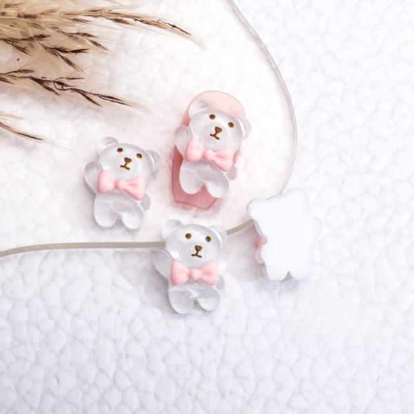 Шармы для ногтей Мишка 4 шт. 13х15 мм Белый (011452)