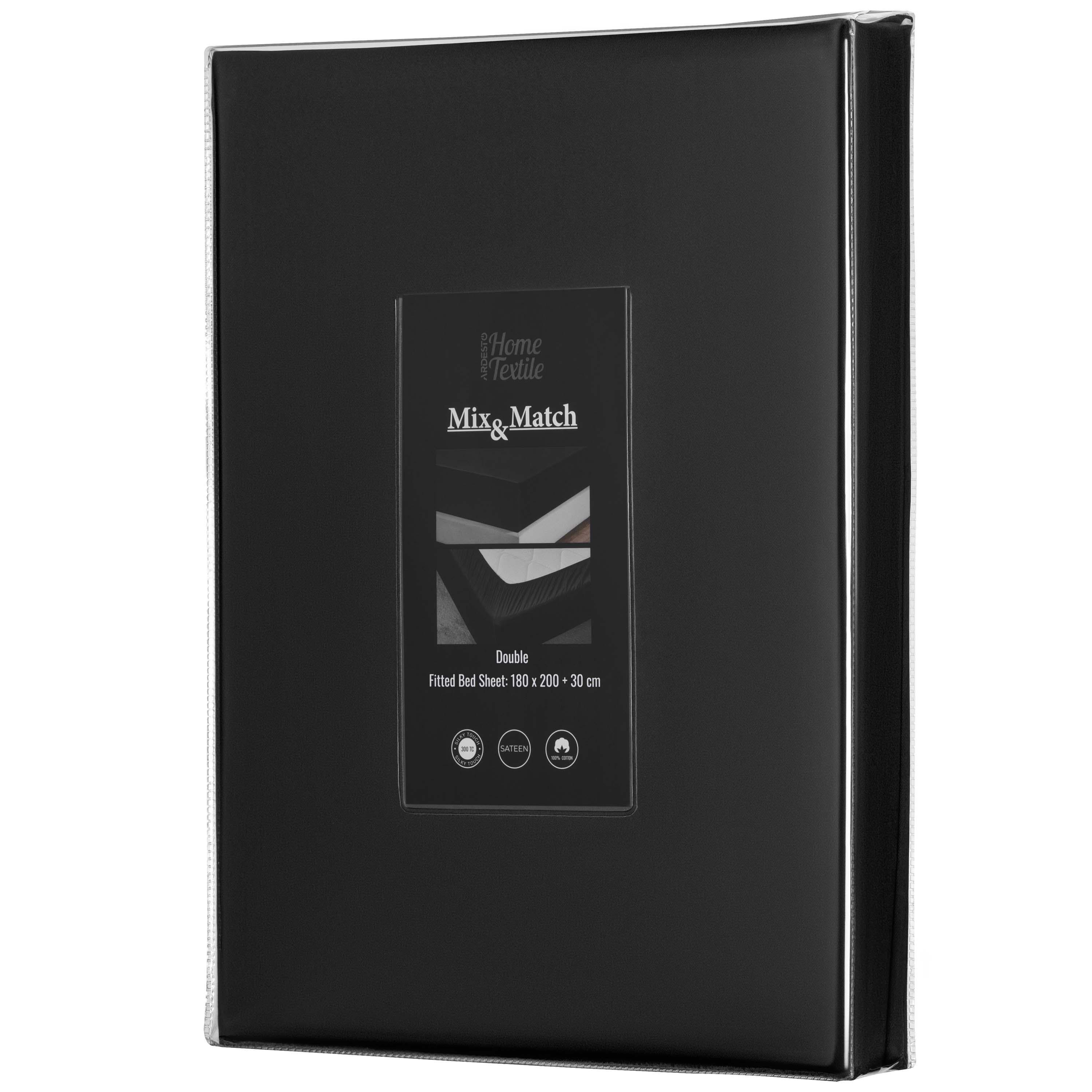 Простыня на резинке Ardesto Mix&Match Premium сатин 180x200+30 см Черный (ART1820FSL)