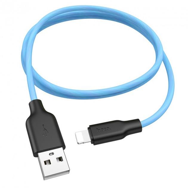 Кабель Hoco X21 Plus Fluorescent Silicone Lightning Cable 1 м Blue (530376)
