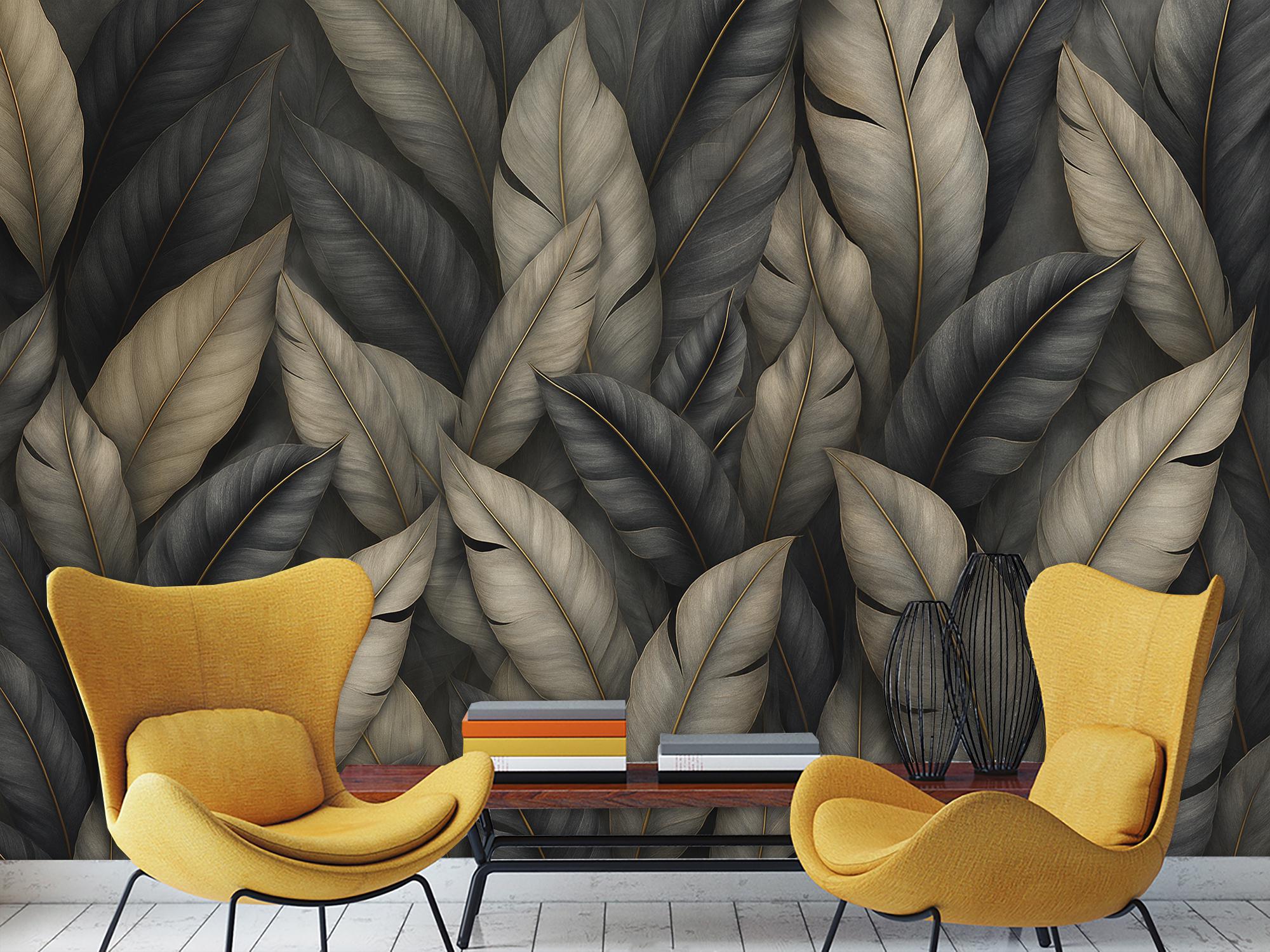 Фотообои флизелиновые Upstream Темный шик абстрактные листья 180х120 см (S5NTR-106/2) - фото 6