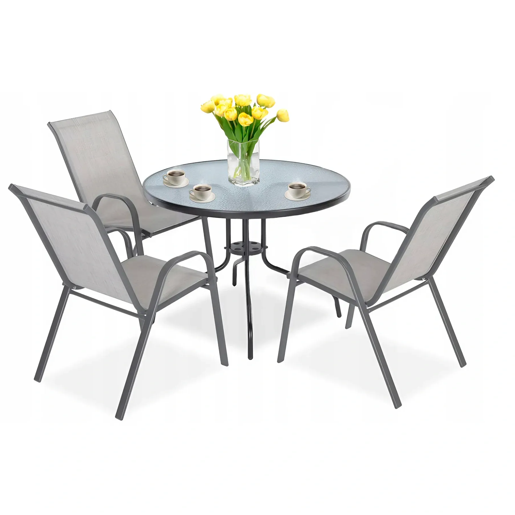 Комплект садовой мебели 4Points Arte-3 текстилен круглый стол 80 см/3 кресла Серый (DA-4PART3GR) Комплект садовой мебели 4Points Arte-3 текстилен круглый стол 80 см/3 кресла Серый (DA-4PART3GR)
