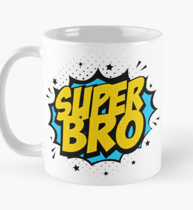 Чашка керамическая с принтом "Super bro" для брата 330 мл Белый (БРАТ3Ч)