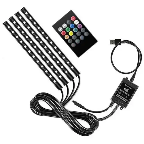 Подсветка автомобильная LED RGB с пультом и микрофоном APP (1967779541)