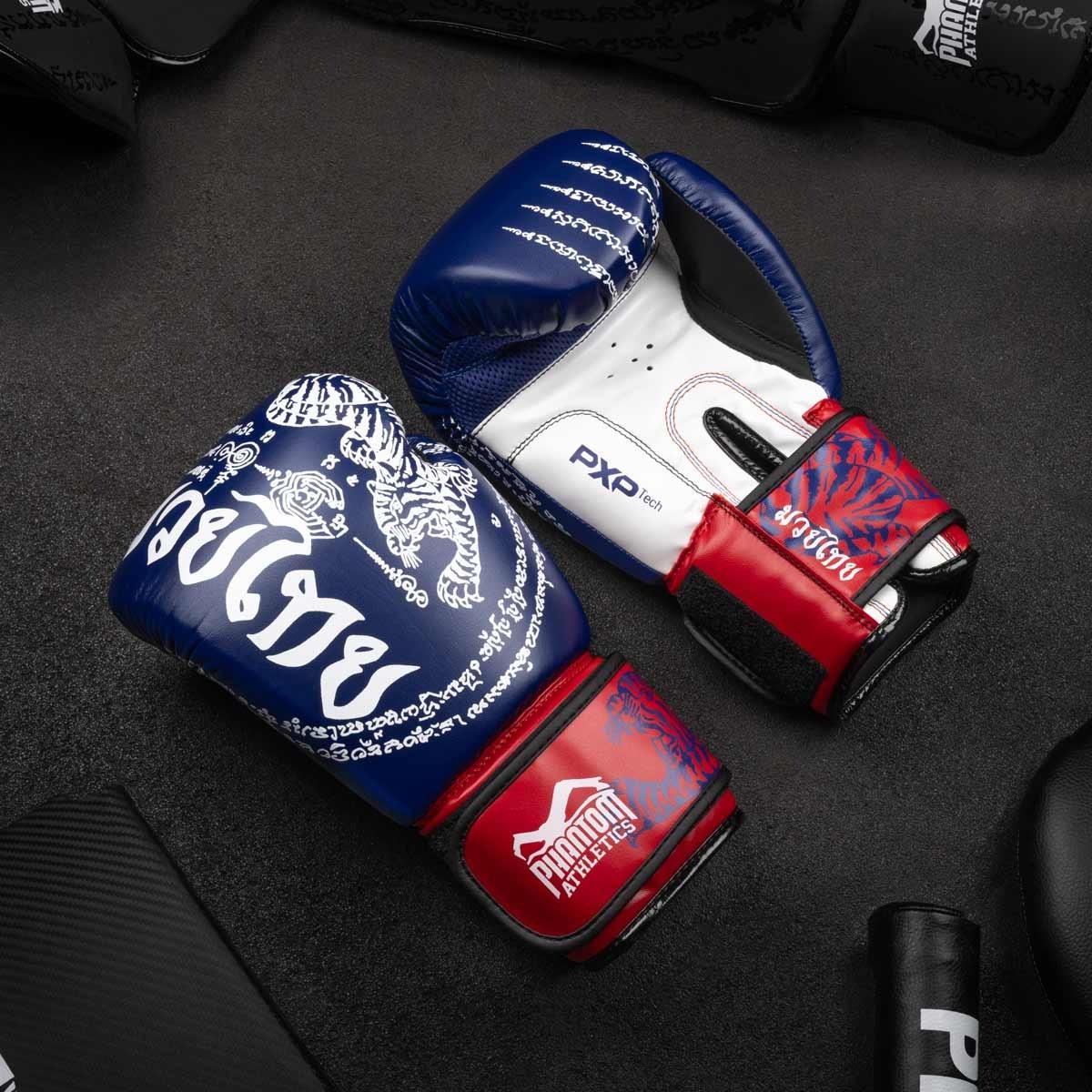 Рукавиці боксерські Phantom Muay Thai 16 унцій з бинтами Blue - фото 10