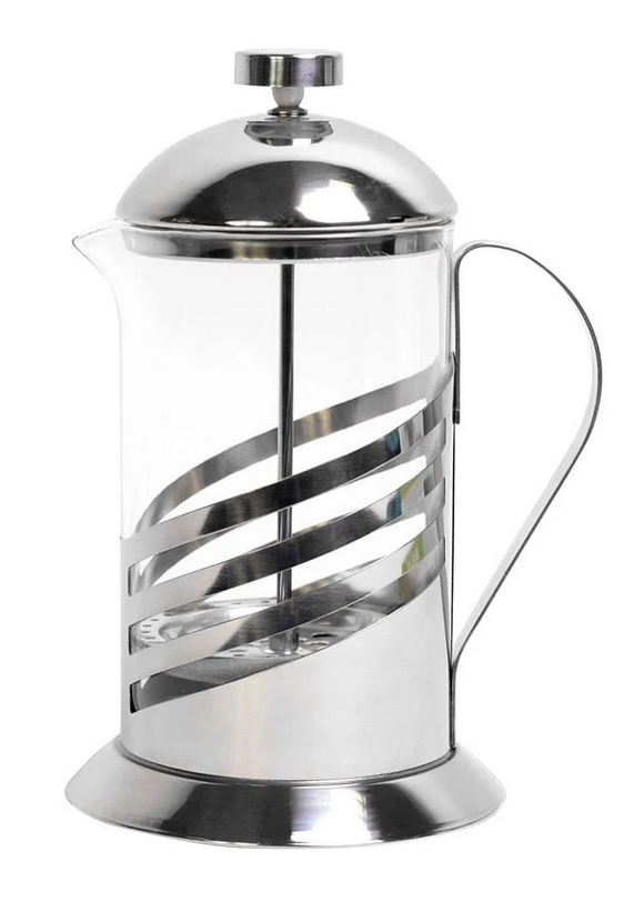 Заварник френч-пресс для чая и кофе Kamille KM-0772L из нержавеющей стали и термостойкого стекла 800 мл Стальной (150-84-0772L)