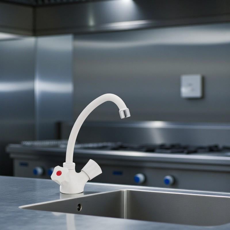 Смеситель для кухни PLAMIX OMEGA-271 высокий с двумя вентилями пластик Белый (b-PM0020) - фото 5 Смеситель для кухни PLAMIX OMEGA-271 высокий с двумя вентилями пластик Белый (b-PM0020) - фото 5