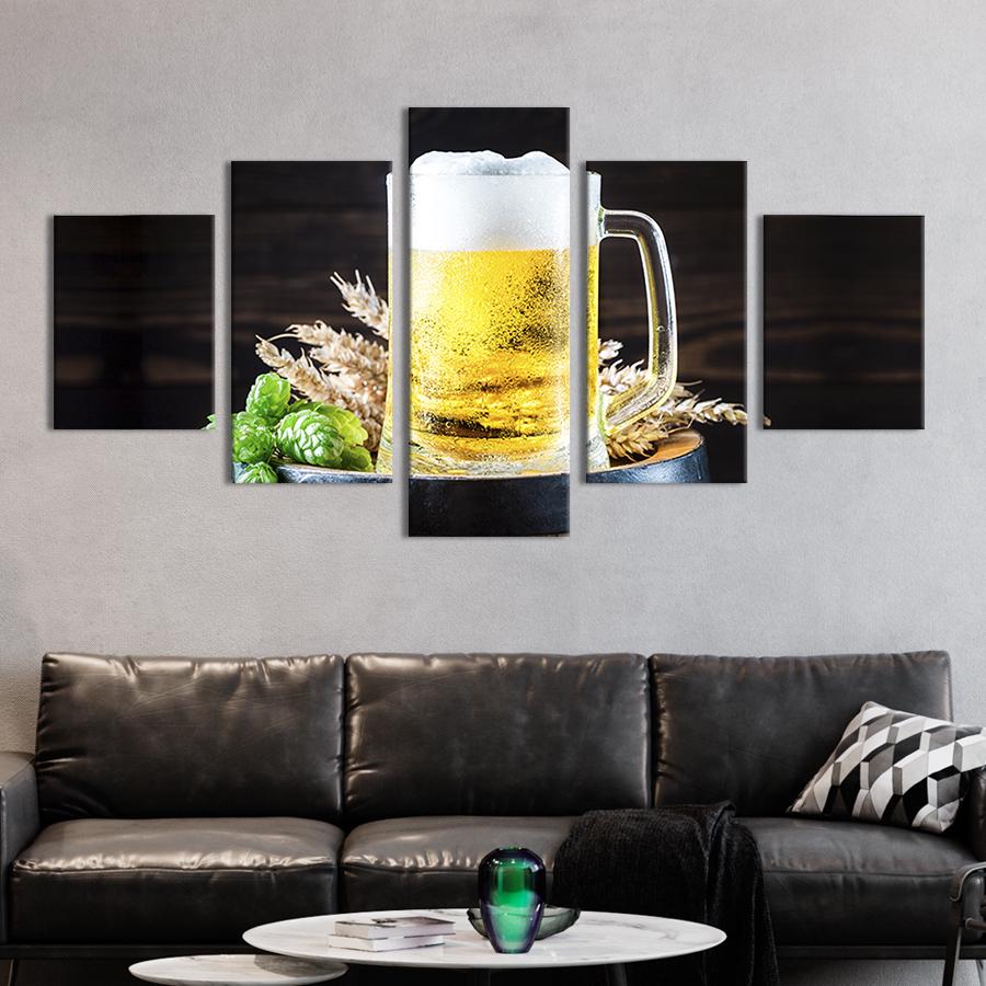 Модульная картина из 5 частей Большая кружка пива 162x80 см (289-52)