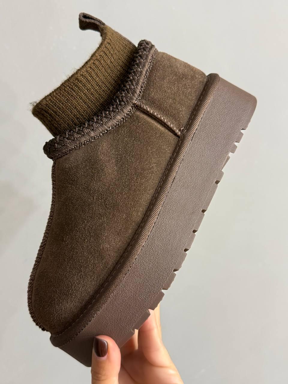 Угги женские Hengji 90-7 с носком и вышивкой натуральная замша р. 36 Коричневый (4943) - фото 2 Угги женские Hengji 90-7 с носком и вышивкой натуральная замша р. 36 Коричневый (4943) - фото 2