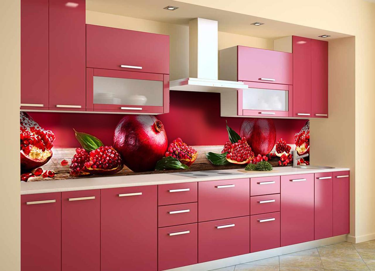 Кухонный фартук Спелый гранат 02 из самоклеющейся виниловой пленки 60х300 см Красный