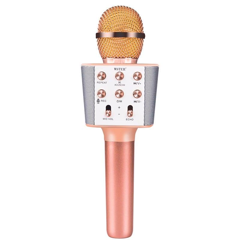 Микрофон караоке со встроенной Bluetooth колонкой и FM радио WS1688 Розовый