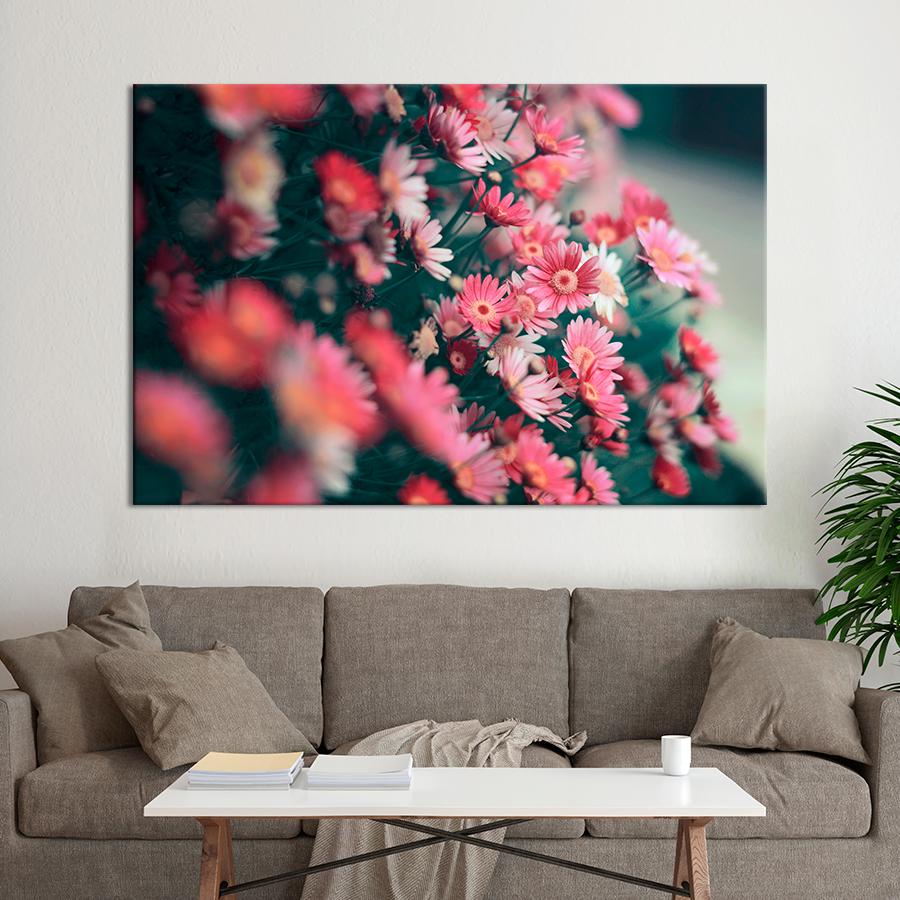 Картина цветы и растения Розовые цветы на мрачном фоне 80x54 см (A1067-1)