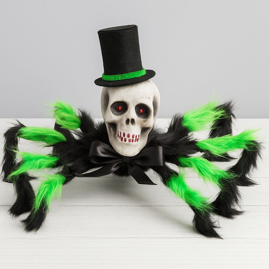 Декор хэллоуин Паук готический Арахаус 45 см Зеленый