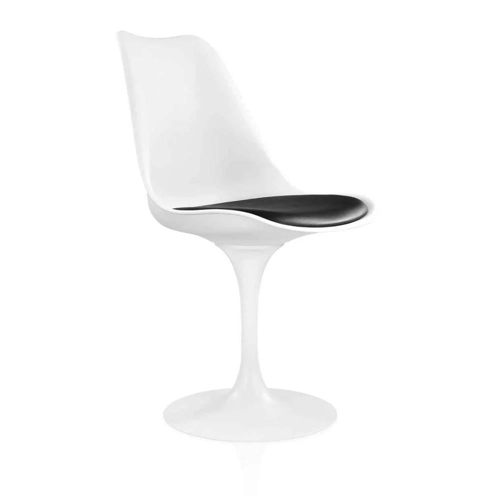 Кресло с подушкой Group SDM Тюльпан пластик/эко кожа Белый/Черный