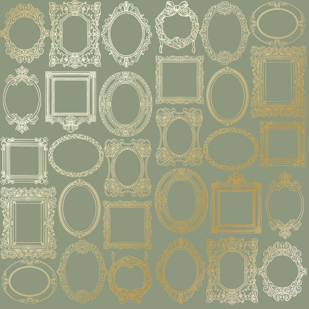 Лист бумаги односторонний Golden Frames с фольгированием 30,5х30,5 см Olive