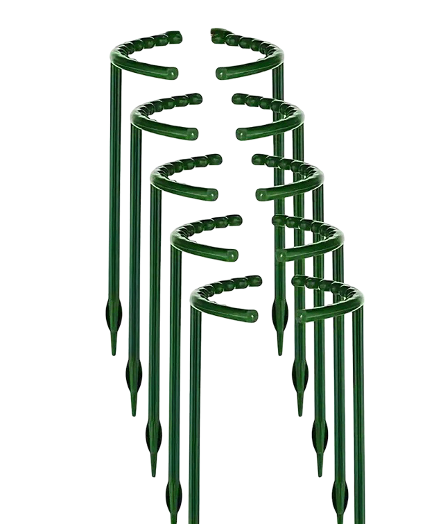 Набір пластикових круглих опор для підтримки квітів та вазонів з установкою у ґрунт 10 шт. 14 см Зелений (U9555)