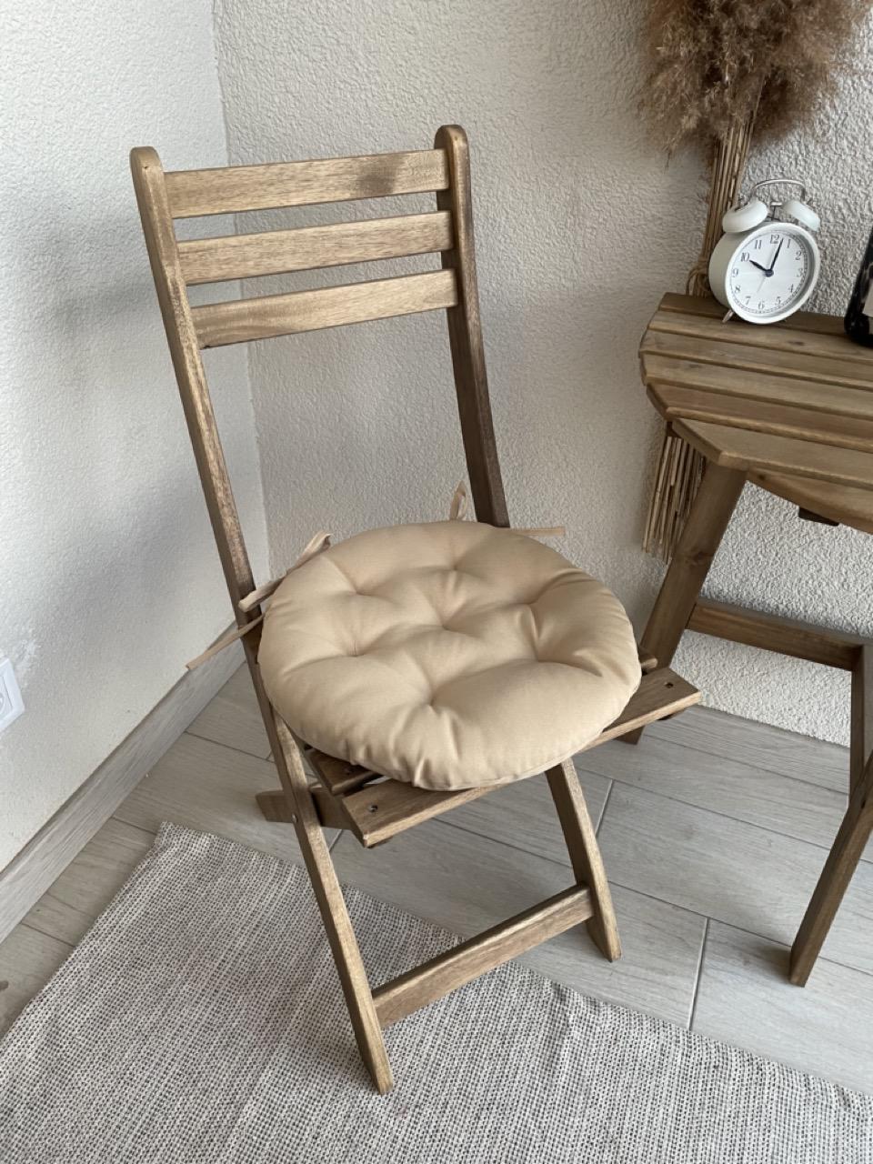 Подушка на стул с завязками круглая Color 40х40х5 см Бежевый - фото 7 Подушка на стул с завязками круглая Color 40х40х5 см Бежевый - фото 7