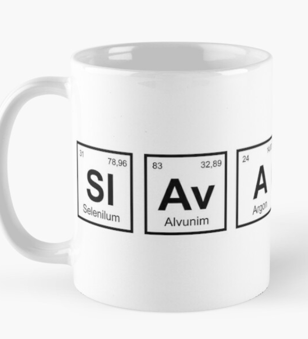 Чашка керамическая с принтом "Slava" таблица Менделеева 330 мл Белый (ИМ6Ч)