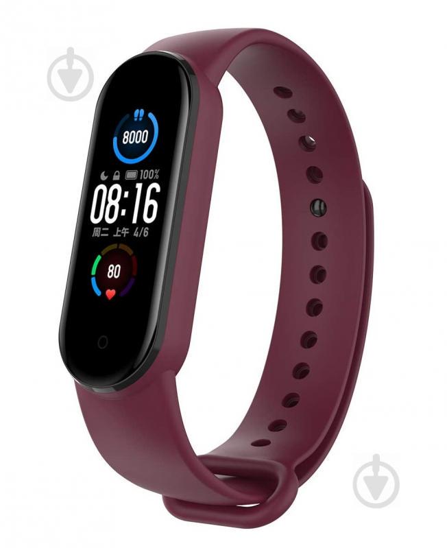 Ремешок для Mi Band 5 силиконовый BeWatch Ми Бенд Бургунди (1540690)
