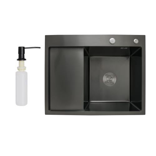 Мойка для кухни встроенная Lidz Handmade H6350BL LDH6350BRUL45589 крыло слева 3/1 мм PVD Brushed Black (25940041)