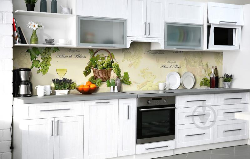 Скинали на кухню Zatarga «Корзина винограда» 600х2500 мм виниловая 3Д наклейка кухонный фартук самоклеящаяся