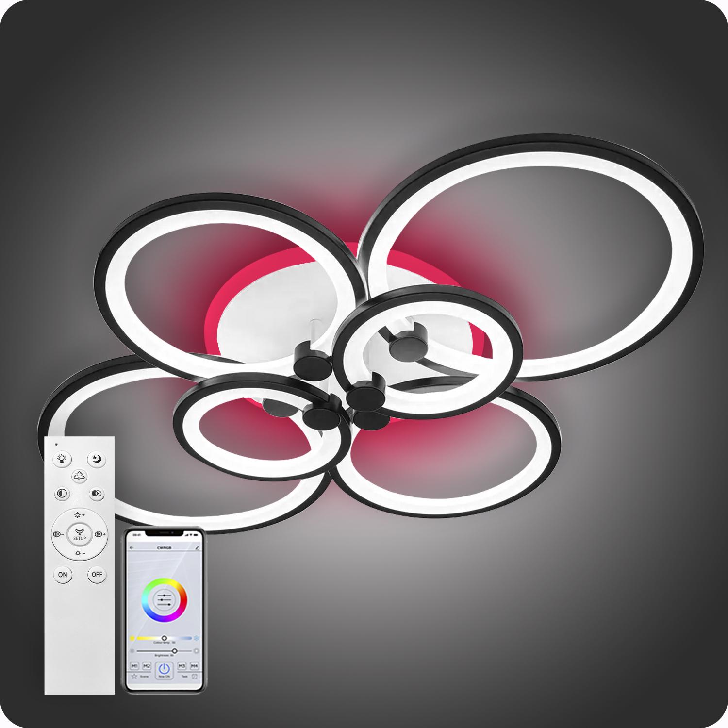 Люстра светодиодная 517 Light 3color с пультом 156 Вт Черный (01426) - фото 4 Люстра светодиодная 517 Light 3color с пультом 156 Вт Черный (01426) - фото 4