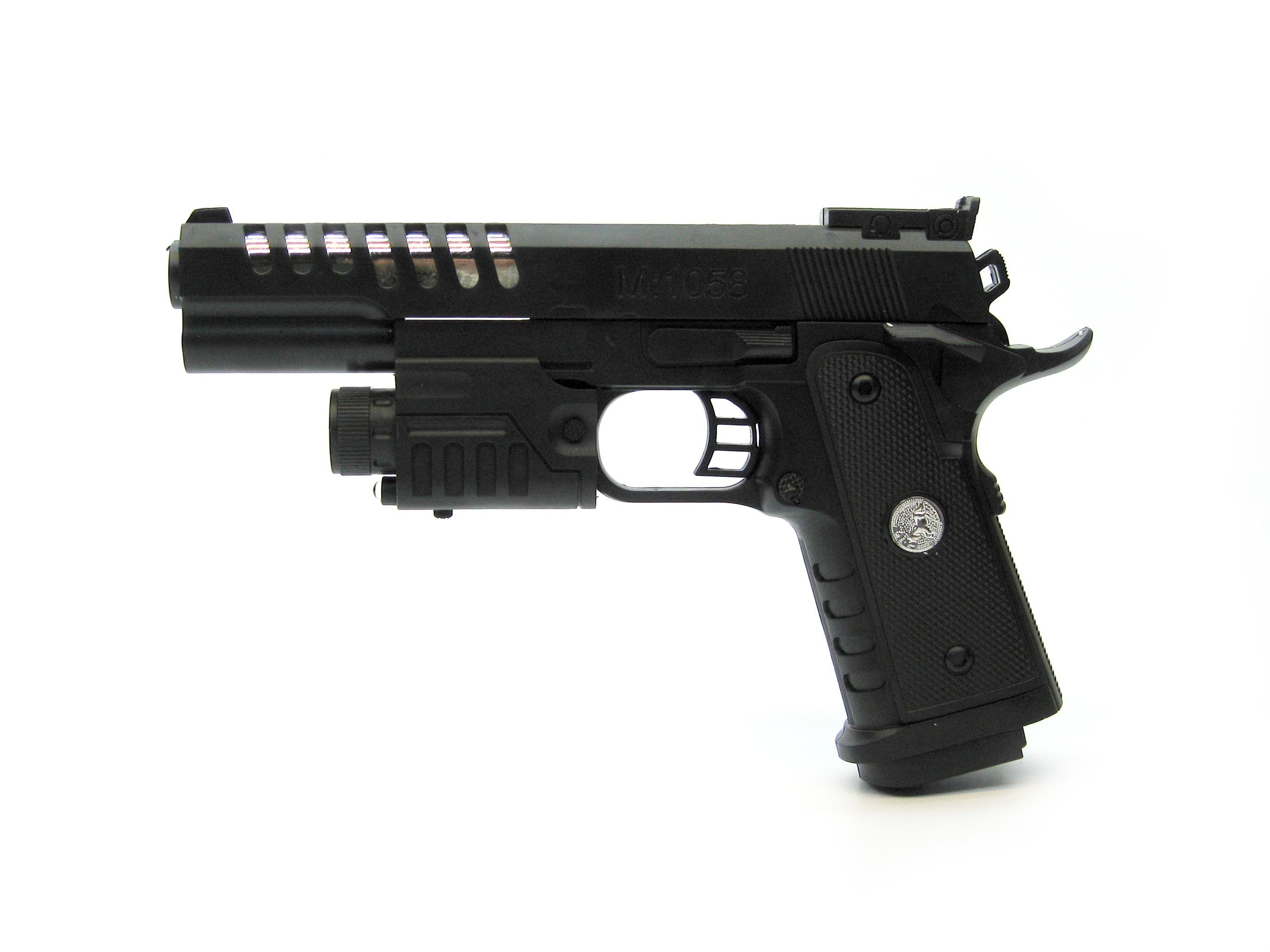 Игрушечный пистолет 1058B на пульках 6 мм с лазерным прицелом и фонариком