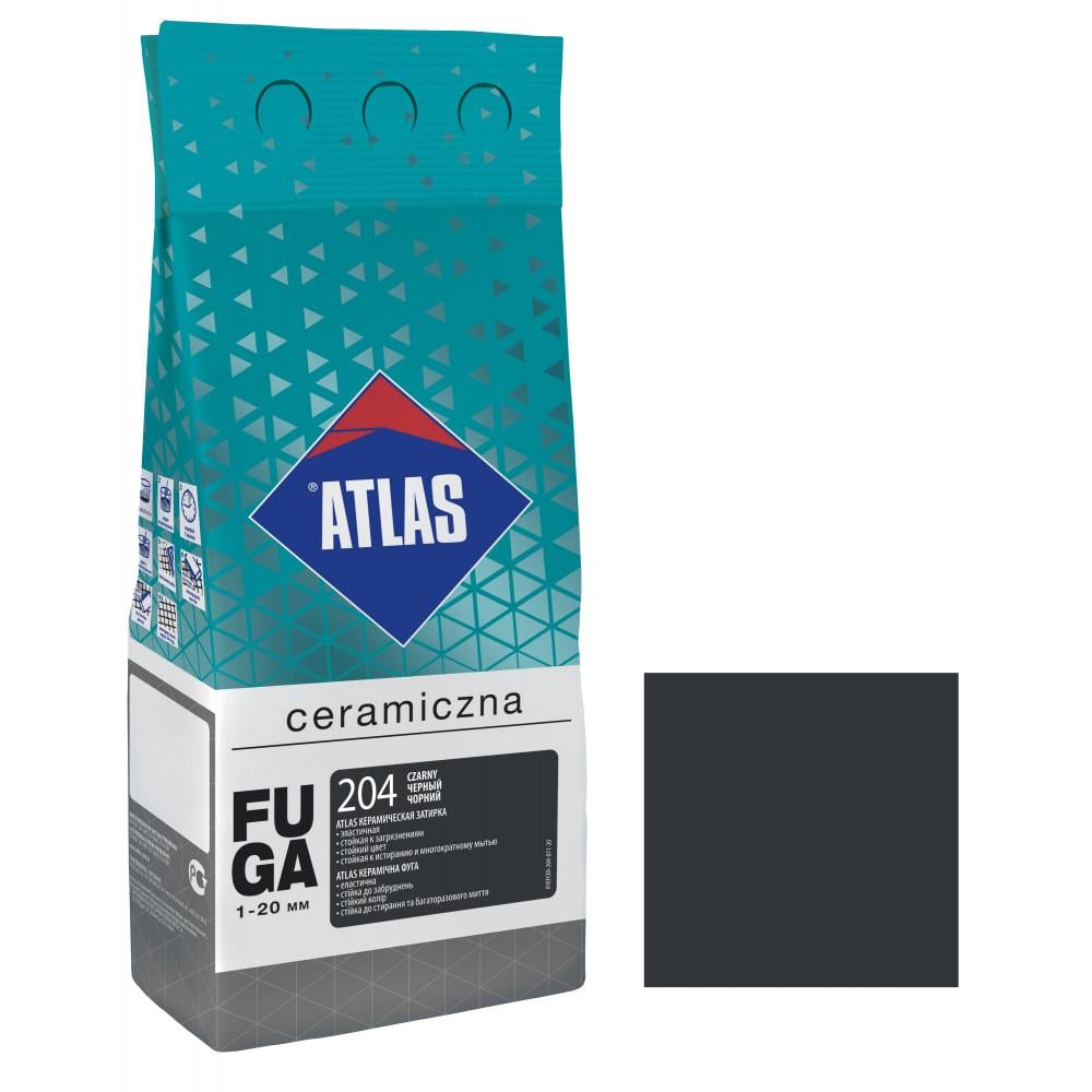 Фуга для плитки ATLAS CERAMICZNA 204 керамічна 1-20 мм 2 кг Чорний (000104373)